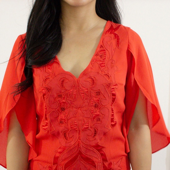 Marciano Red Orange Flap Sleeve Dress - Picture 1 of 3